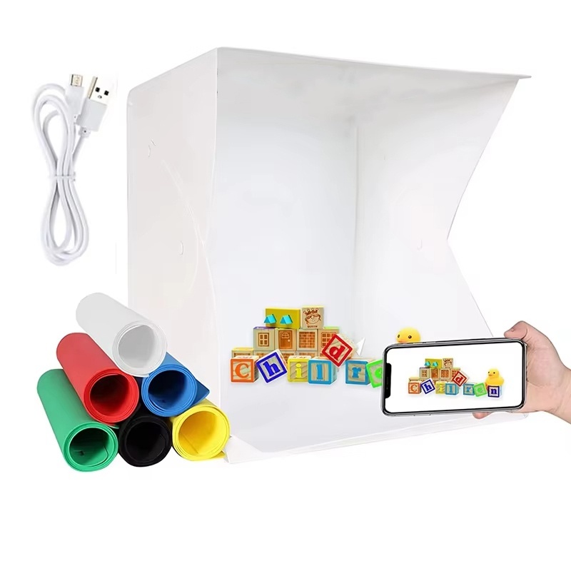 Photography Lighting Kit Portable - กล่องไฟพับได้แบบพกพาสำหรับถ่ายภาพ LED พร้อมชุดไฟสตูดิโอ LED Softbox 6