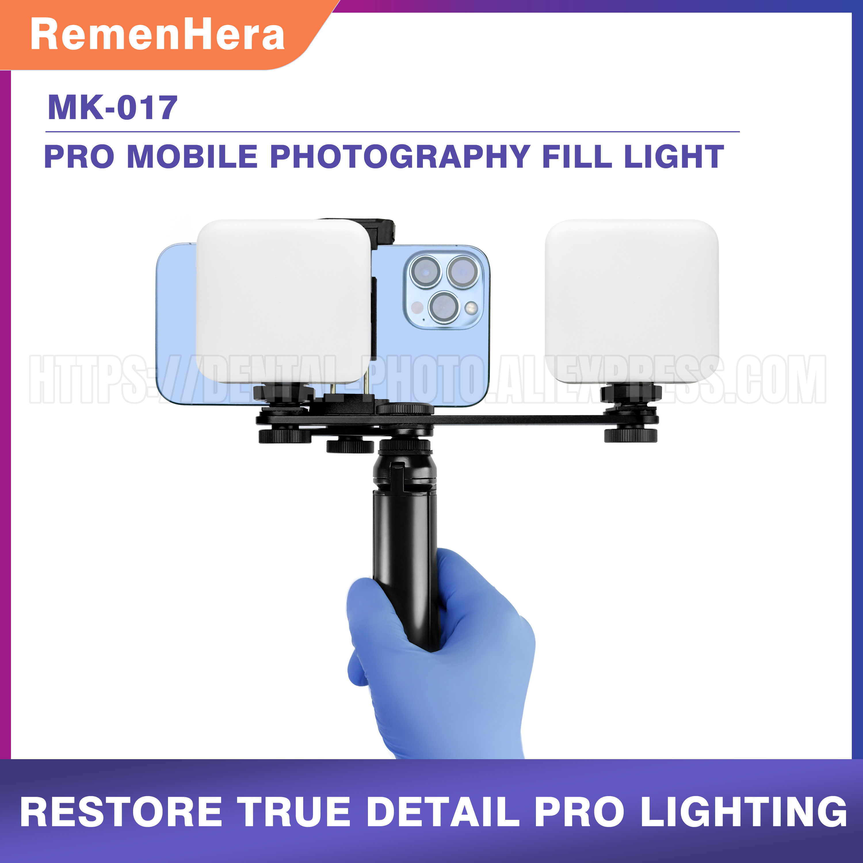 Photography Mobile Lighting - ไฟ LED เติมแสงสำหรับถ่ายภาพโทรศัพท์มือถือ HERA สำหรับภาพถ่ายทางทันตกรรม, ภาพมาโคร,