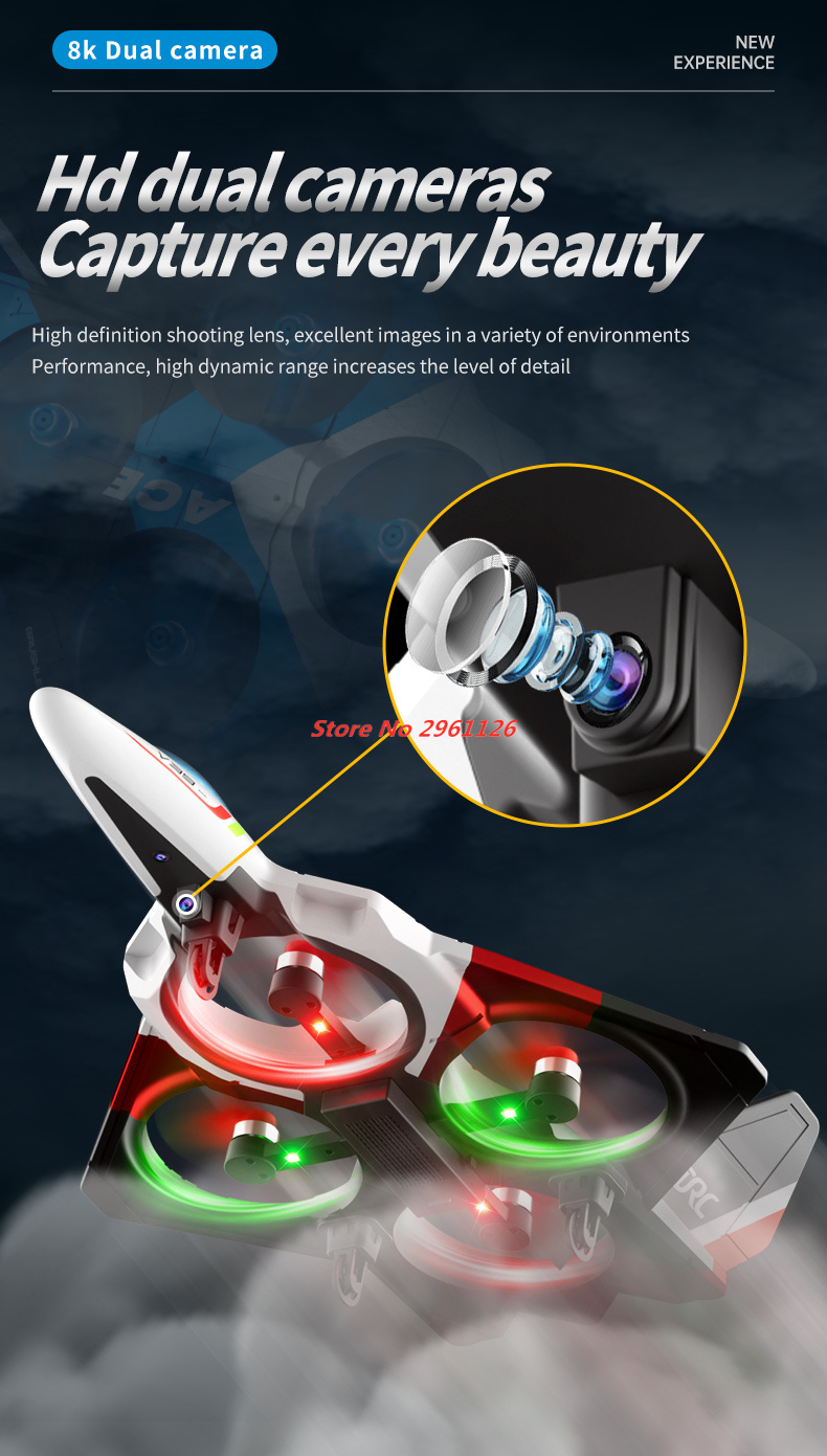 Photography Lighting For Beginners - โดรนโฟมขนาดเล็ก กล้องคู่ 8K รีโมทคอนโทรล มอเตอร์ไร้แปรงถ่าน ถ่ายภาพทางอากาศ
