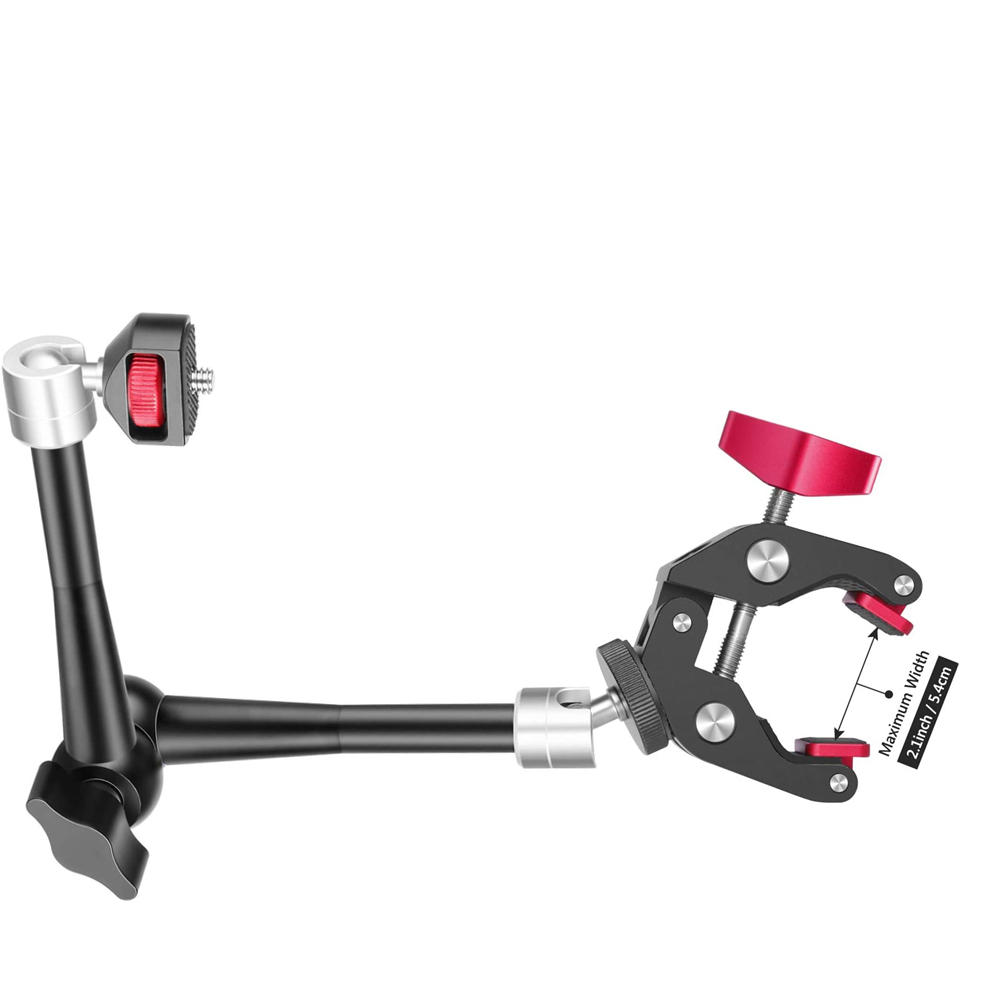 Photography Lighting Description - แขนจับอเนกประสงค์แบบปรับได้พร้อมตัวหนีบขนาดใหญ่สำหรับกล้อง Gopro DJI, ชุดอุปกรณ์, ไฟวิดีโอ LED,